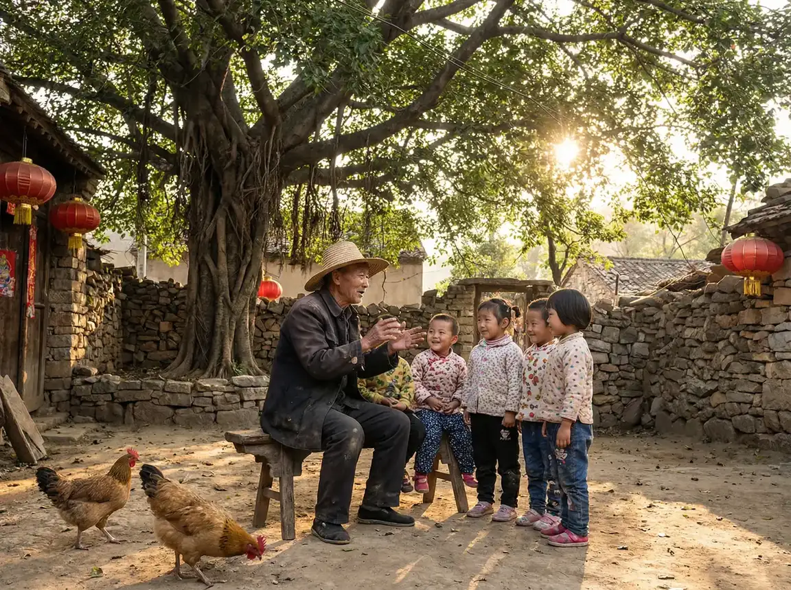 老人在大榕树下给孩子们讲故事 - 爱情最美丽电视剧全集在线观看 乡村记忆